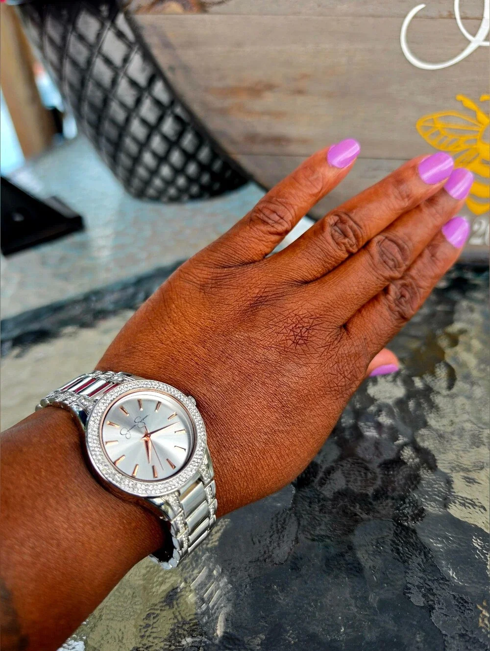 Jessica Simpson Silver Tone Crystal Watch